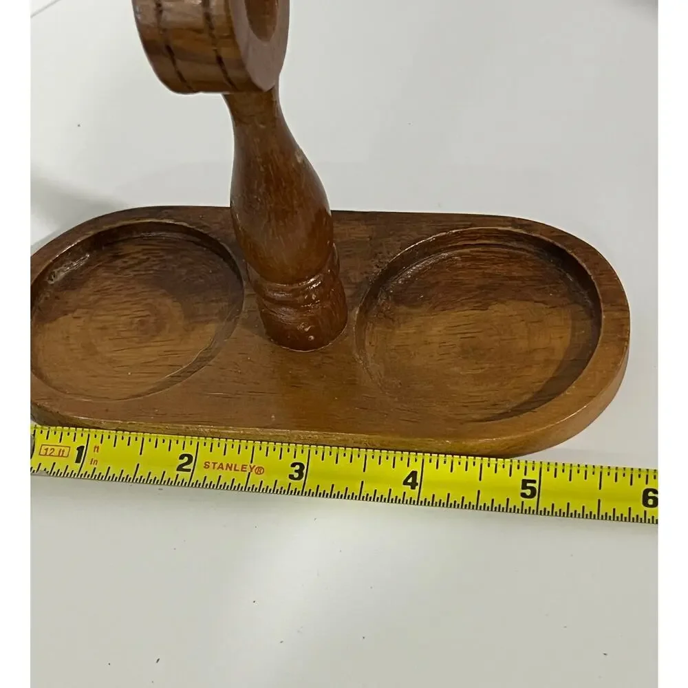 Vintage Hawaii Hardwoods Monkeypod Wood Salt Pepper Shaker Set‎ w Caddy Tiki MCM